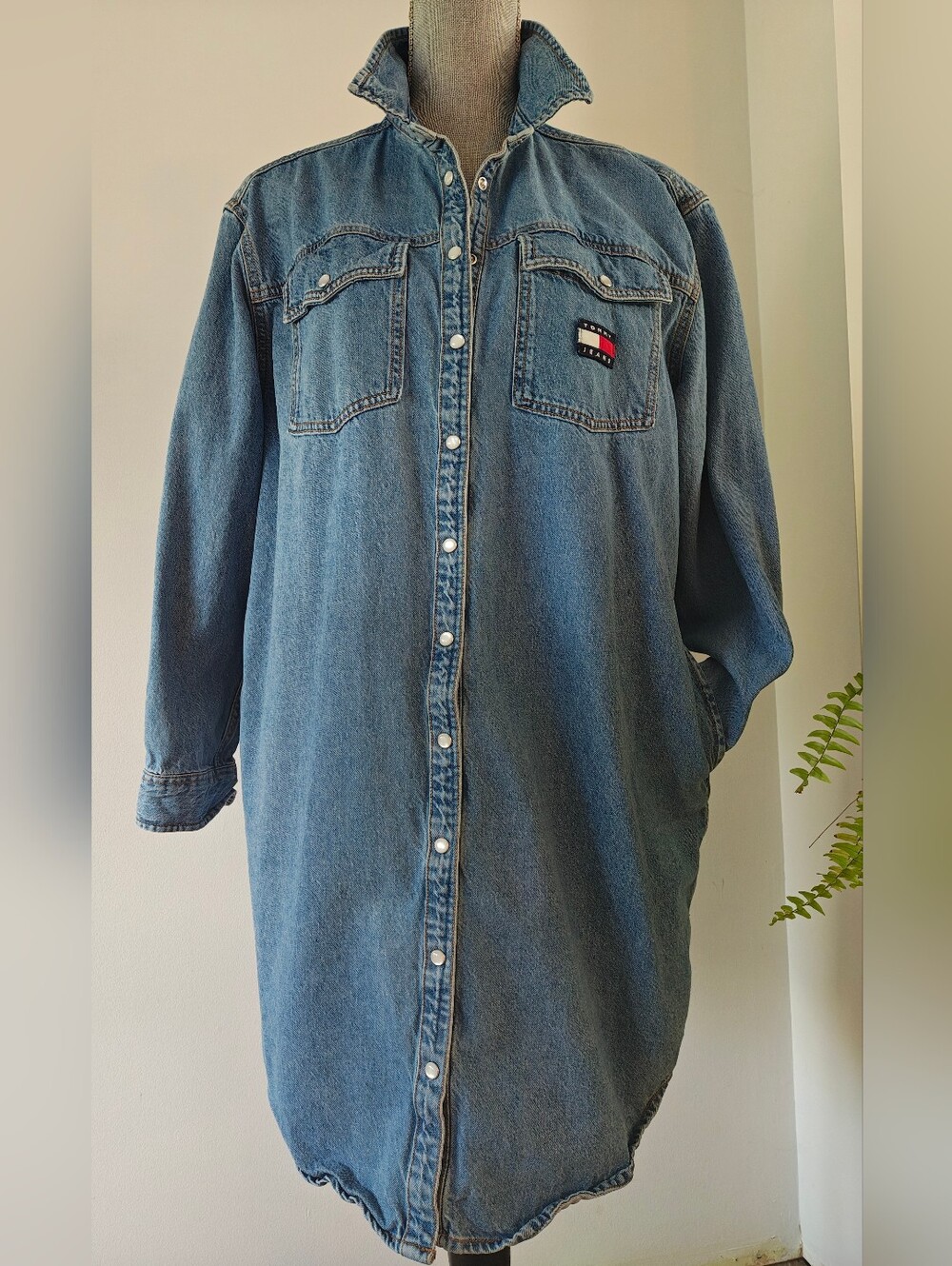 Tommy Hilfiger Long Denim Shacket Shirt Jacket Jean